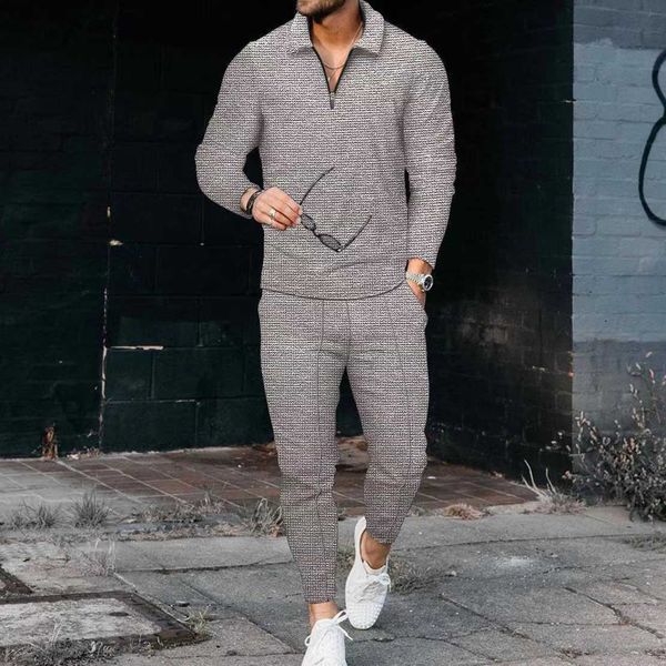 

men's texture suit long sleeve suit pants casual neck suit, Gray