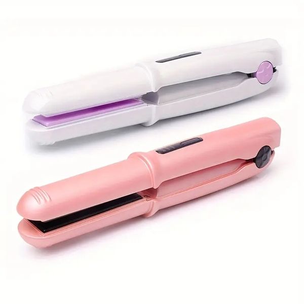 

portable professional hair straightener - cordless, fast heating, temperature adjustable for all hair types, Black