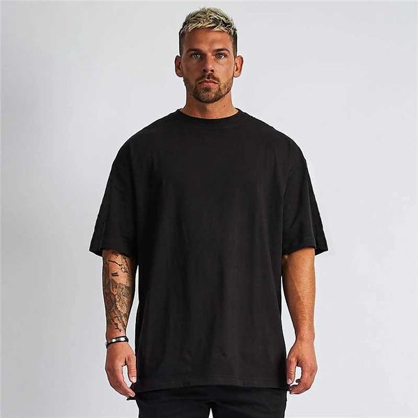 

men's short sleeve large t-shirt men's casual loose cotton exercise suit, White;black