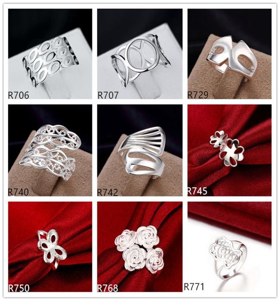

10 pieces diffrent style sterling silver plated rings dmmsr14whole fashion 925 silver plate ring factory direct 3625387