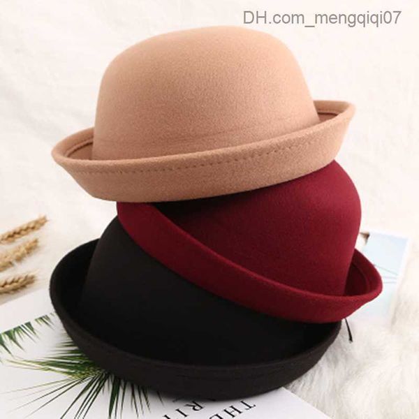

caps hats women's spring summer bowling hat cute round solid color restorable beach sun pgraphy parent children's hat a85 z230815, Yellow