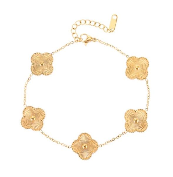 

luxury clover pendant stainless steel necklace bracelet elegant women gift jewelry88004614421928, Golden;silver