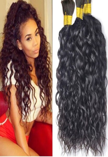 

water wave hair bulk for braiding mongolian natural wave no attachment wet and wavy9603027, Black