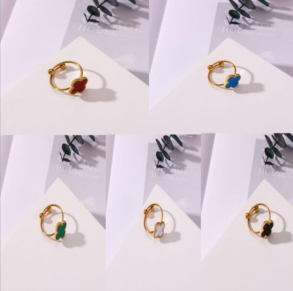 

designer jewelry clover ring classic wedding rings of woman love ring 18k gold plated chrome heart ring valentines mothers day gift, Silver