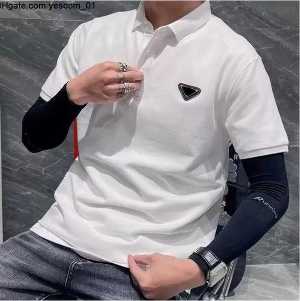

black white lapel polos triangle tees summer luxury designer short sleeves casual, White;black