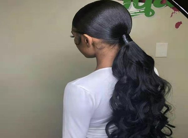 

brazilian natural black virgin wrap drawstring ponytail horsetail 10 to 22 inches weave body wave real human hair ponytail 140g be5147245