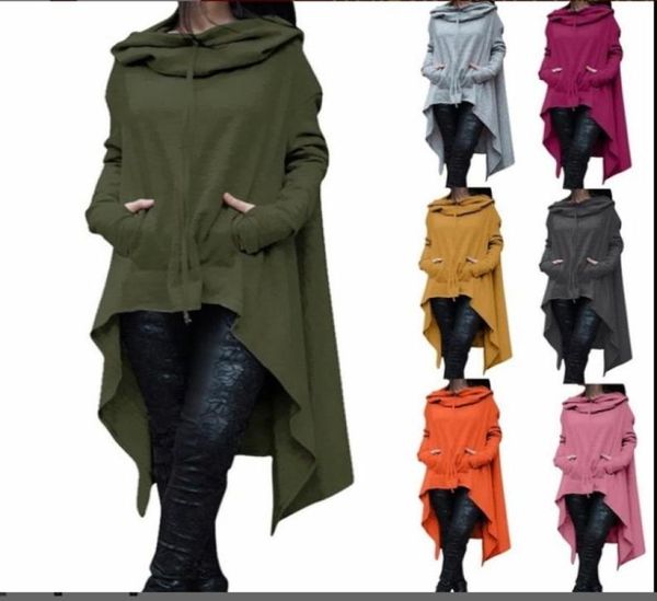 

large size irregular long sleeve hoodies jackets women fashion solid casual coat autumn blouses sweatshirts pullover outwear jumpe2976878, Black
