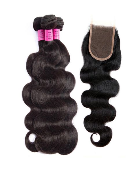 

peruvian body wave bundles with 4x4 lace closure human hair wefts with 44 closure natural color body wave8093654, Black;brown