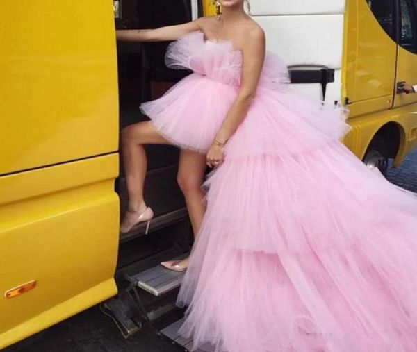 

hippie style chic pink tulle high low tiered train arabic formal dress plus size mermaid prom dresses 2019 evening gowns sweet 16 1937140, Black