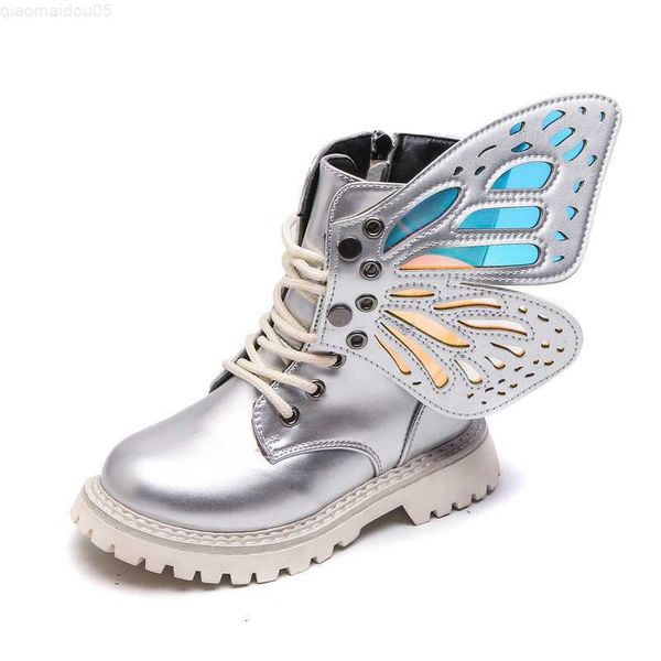 

boots boots children  fashion large butterfly wings for kids sneakers boys girls leather ankle autumn winter shoes 230814 z230817, Black;grey