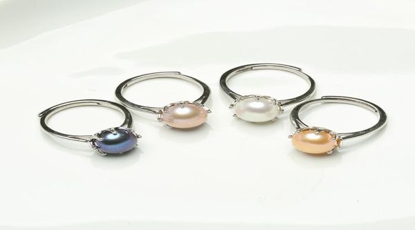 

s925 silver rings freshwater pearl crown ring for women 78 mm natural pearl with zircon fashion jewelry adjustable size wedding r4225138, Golden;silver