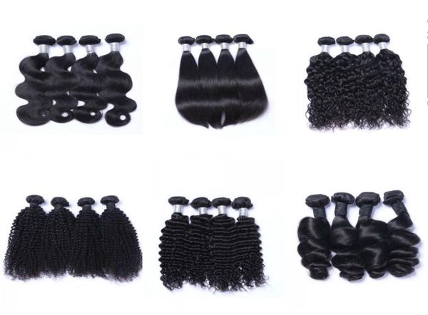 

body loose wave straight virgin hair bundles kinky curly indian human hair weave double weft4345860, Black