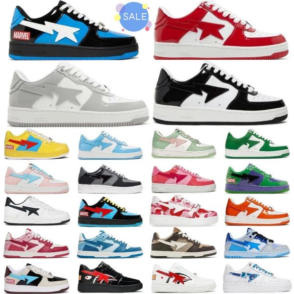 

casual shoes bathing apes low comics yellow red blue black green patent leather royal bordeaux grey brown mint teal suede orange pink men wo