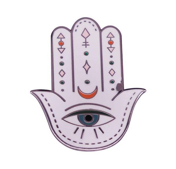 

hamsa hard enamel pin mystery lucky hand evil eye metal brooch accessories cartoon moon amulet badge jewelry positivity gift9043088, Blue