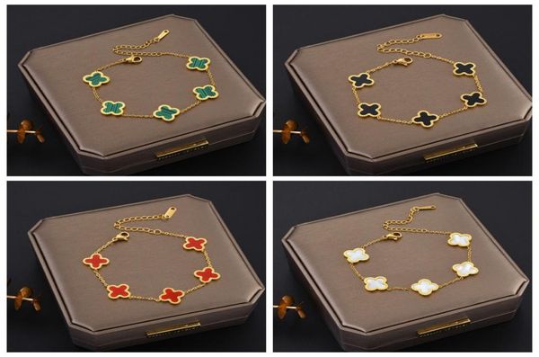 

classic design colorful clover charm bracelet 18k gold stainless steel jewelry for women gift1541481, Golden;silver