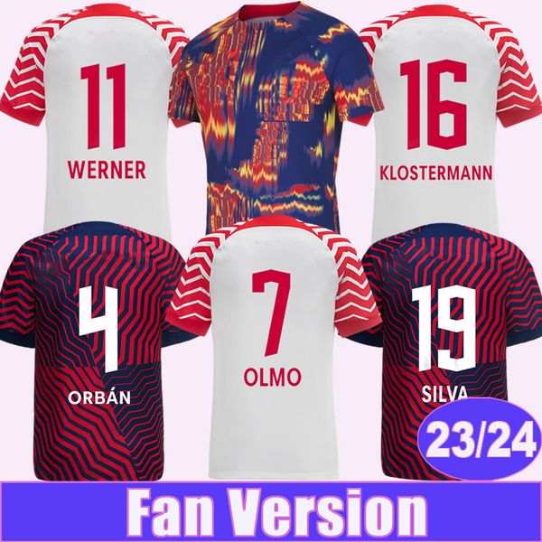 

2023 24 szoboszlai poulsen mens soccer jerseys forsberg olmo laimer haidara klostermann home away training wear football shirts uniforms, Black;yellow