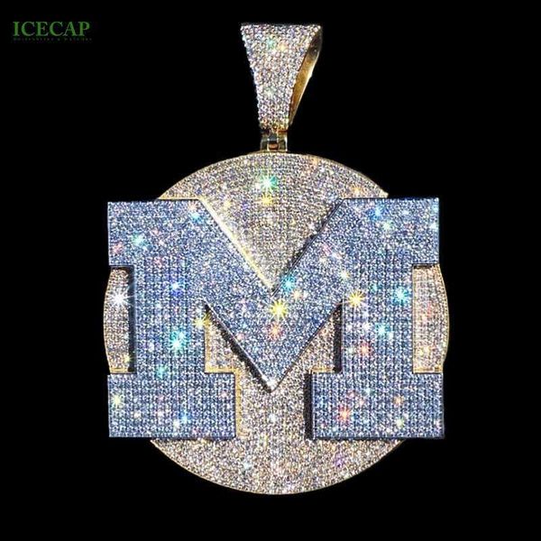 

past diamond tester gra 925 sterling silver men pendant iced out hip hop vvs moissanite pendant bigger round letter pendant