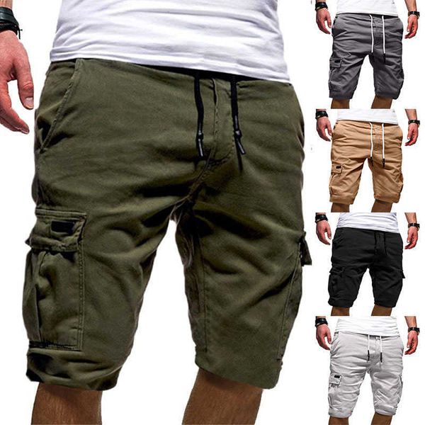 

men's new size simple casual loose thin belt casual young men's shorts, Black