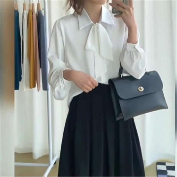 

spring fresh white long sleeved shirt for womens shorts