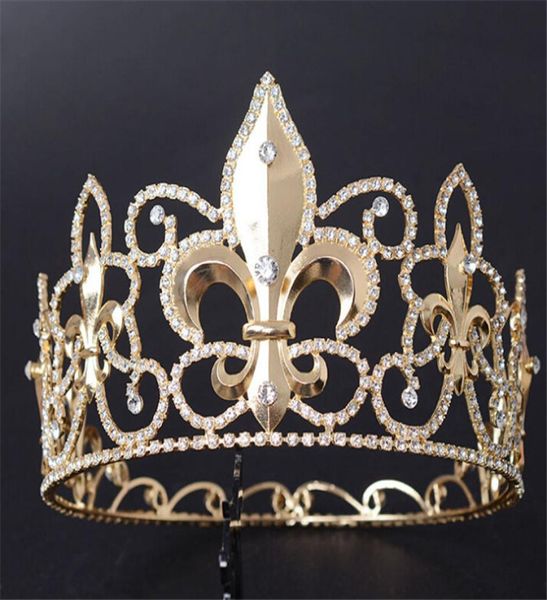 

vintage wedding queen crown tiara bridal crystal rhinestone headpiece headband hair accessories jewelry pageant full round crown t1790530, White