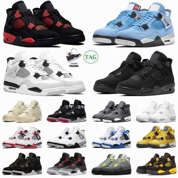 

black og military 4s basketball shoes men women designer shoes jumpman 4 red thunder black cat infrared bred university blue royalty mens tr