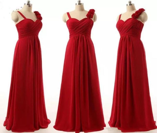 

custom chiffon red bridesmaid dresses 2019 a line spaghetti straps pleats long maid of honor evening wedding guest party gowns spr3178028, White;pink