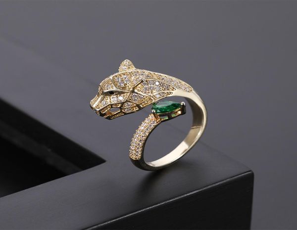 

fashion personality alternative leopard head micro inlaid zircon ring women men039s silver and gold open rings lover jewelrys c9910990, Golden;silver
