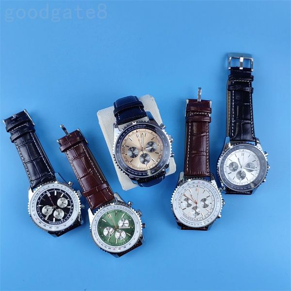 

delicate luxury watch 50mm mens designer watch aaa quality fashion business montre full function all dial work navitimer wristwatch classica, Slivery;brown
