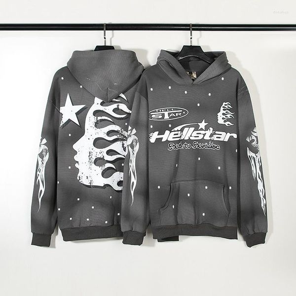 

Men's Hoodies American Hellstar High Street Vintage Mud Print Loose Hoodie For Men And Women