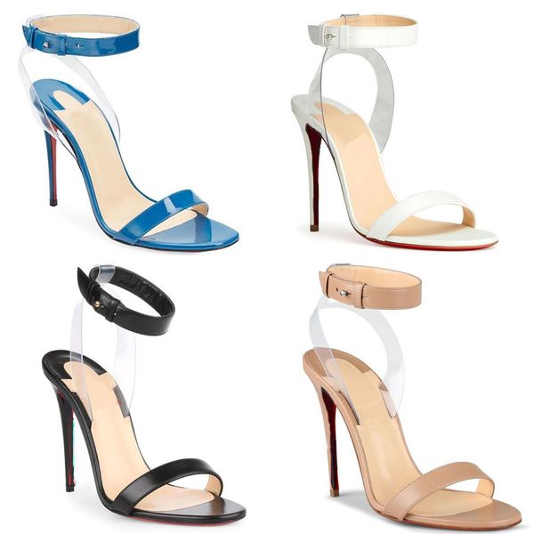 

wedding dress women designer sandal jonatina pvc patent leather sandals ankle strap open toe birde high heels factory sale shoes with box eu, Black