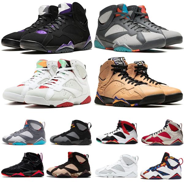 

jumpman 7s men women basketball shoes university blue hare 7 raptor bordeaux unc sapphire flint paname citrus shimmer greater china trainer, Black