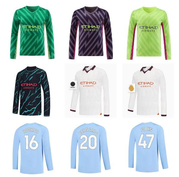 

23 24 haaland soccer jerseys man citys de bruyne 2023 2024 manchesters grealish mahrez foden rodrigo football shirt mens jersey ederson m. g, Black;yellow