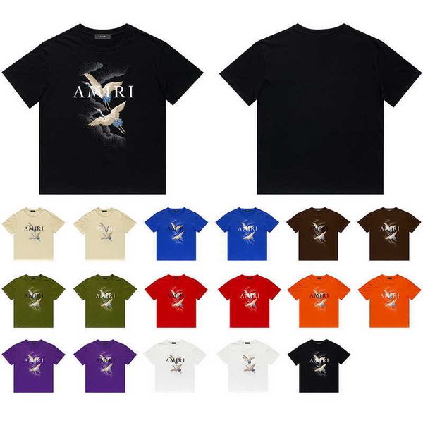

men's t-shirts quality summer t-shirts designer sleeve amirri casual fashion long term stock new us 2022 color crane xiangyun leisure h, White;black