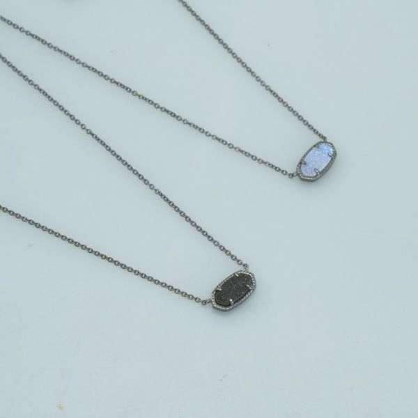 

pendant necklaces necklace black color druse real 18k gold plated dangles glitter jewelries letter gift with dust bag, Silver