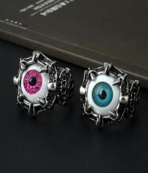 

awesome gothic evil eye skull ring for men vintage demon eye punk rings jewelry fashion titanium steel silver plated men039s ri8519607, Golden;silver