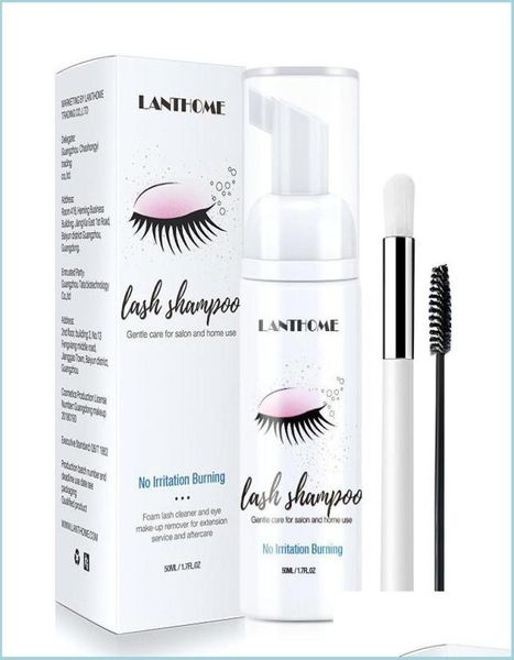 

makeup remover 50ml professional eyelash eye lashes foam cleaner pump design individual extension shampoo remover with brush drop 1240616