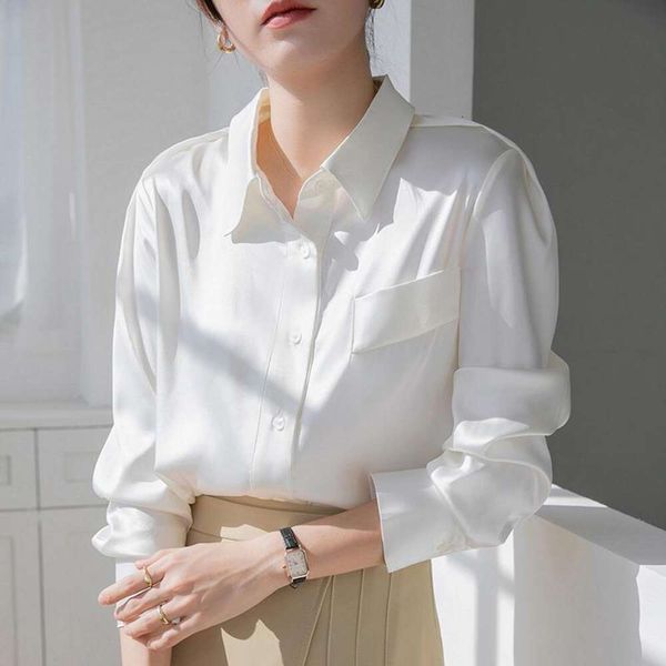 

spring and autumn gentle shirts white long sleeved blouse for women