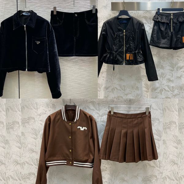 

womens two piece pants designer luxury ruffled edge shorts black velvet dresses suit baseball jersey and pleated skirt #szfp66165 casual fas, White