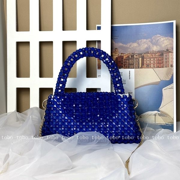 

evening bags customized beaded woven designer luxury with inner summer trendy long metal chain transparent handbags for women 230814