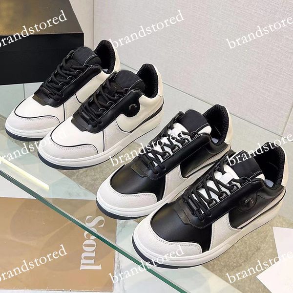 

designer sneakers women shoes fashion casual trainers lace up high low board shoes calfskin shoes white black platform canvas shoes size 35-