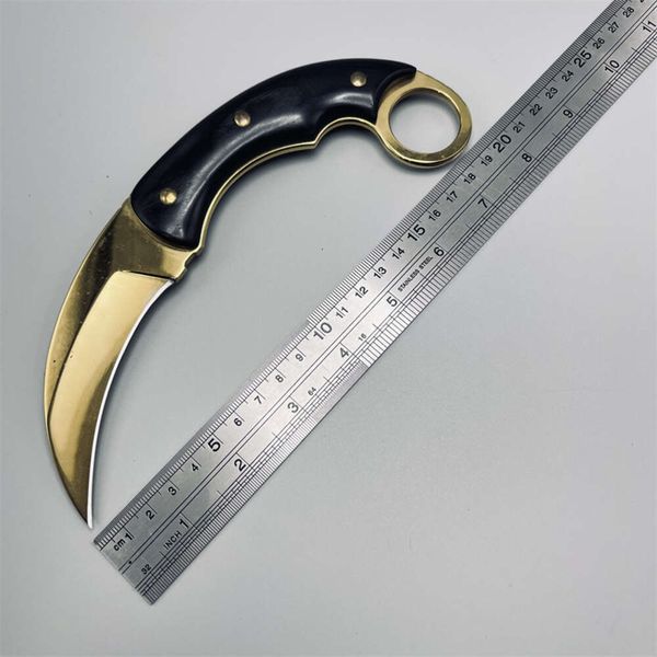 

accessories tactical knife 8.5 inch mt-20-84gd fixed blade karambit knife gold finish with nylon sheath, Silver