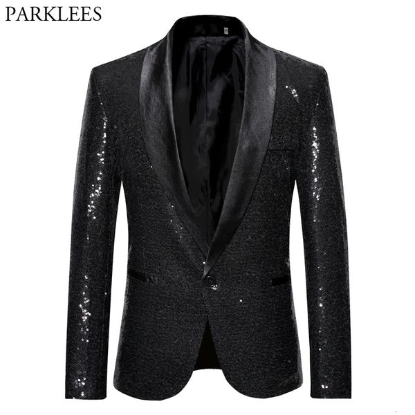 

men s suits blazers black sequin one button shawl collar suit jacket men bling glitter nightclub prom dj blazer stage clothes for singers 23, White;black