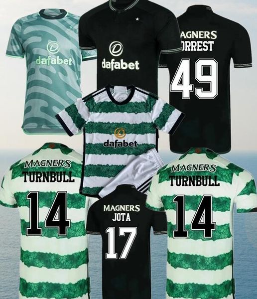 

kyogo celtic soccer jerseys home away edouard 2023 2024 elyounoussi turnbull eti christie jota griffiths forrest player men kids kit, Black;yellow