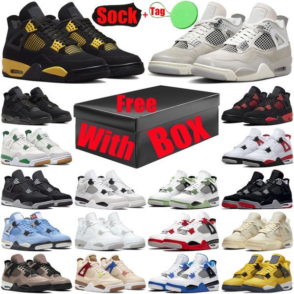 

with box 4 4s basketball shoes for men women shoe frozen moments thunder pine green red cement military black cats canvas mens trainers snea