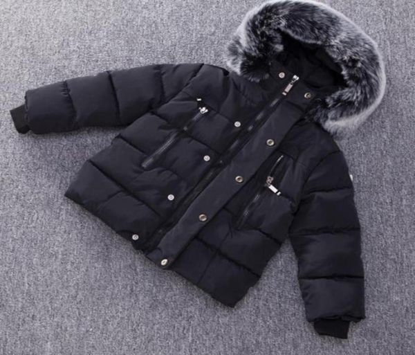 

kids jacket winter warm coats thicken natural fur collar hooded outerwear baby boys girls clothes5459785, Blue;gray