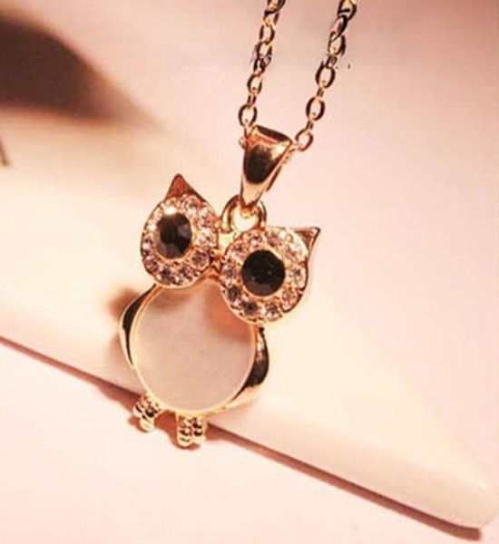 

exquisite vintage hollow carved cute owl pendants necklaces alloy crystal pendant choker jewelry chain necklace for women4637301, Silver