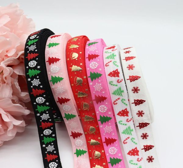 

58quot100yardslot christmas designs foe ribbon fold over elastic for hair ties accessories welcome custom design4212435, Pink;blue