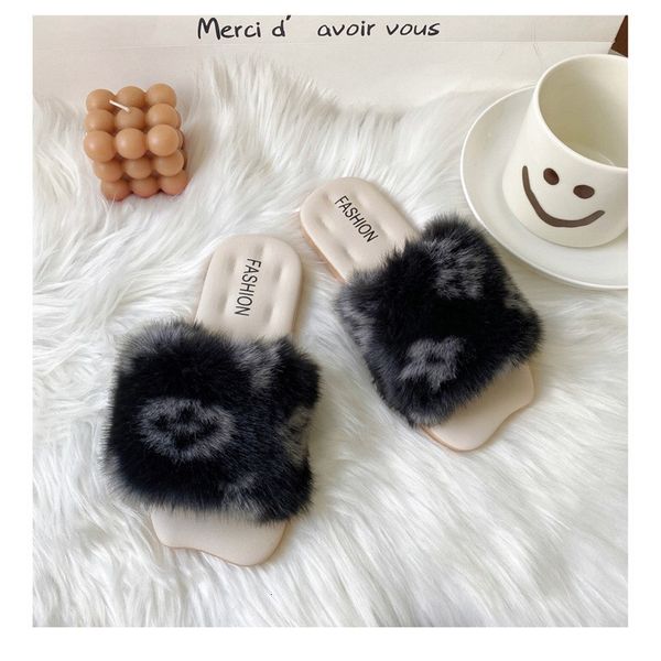

slipper winter girl  artificial wool fashion slippers children  home indoor versatile outgoing flat shoes 230814, Black;grey