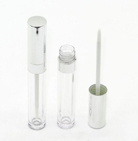

luxury silver round empty lip gloss tubes 6ml plastic clear liquid lip gloss lipstick refillable bottle container lipgloss bottles3086674