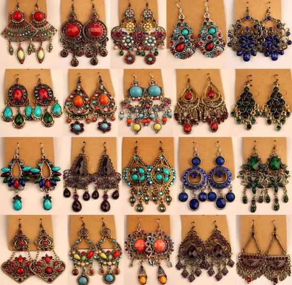 

ancient bronze alloy retro earrings whole diamond earrings mix folk style jewelry mixed batch4973635, Silver